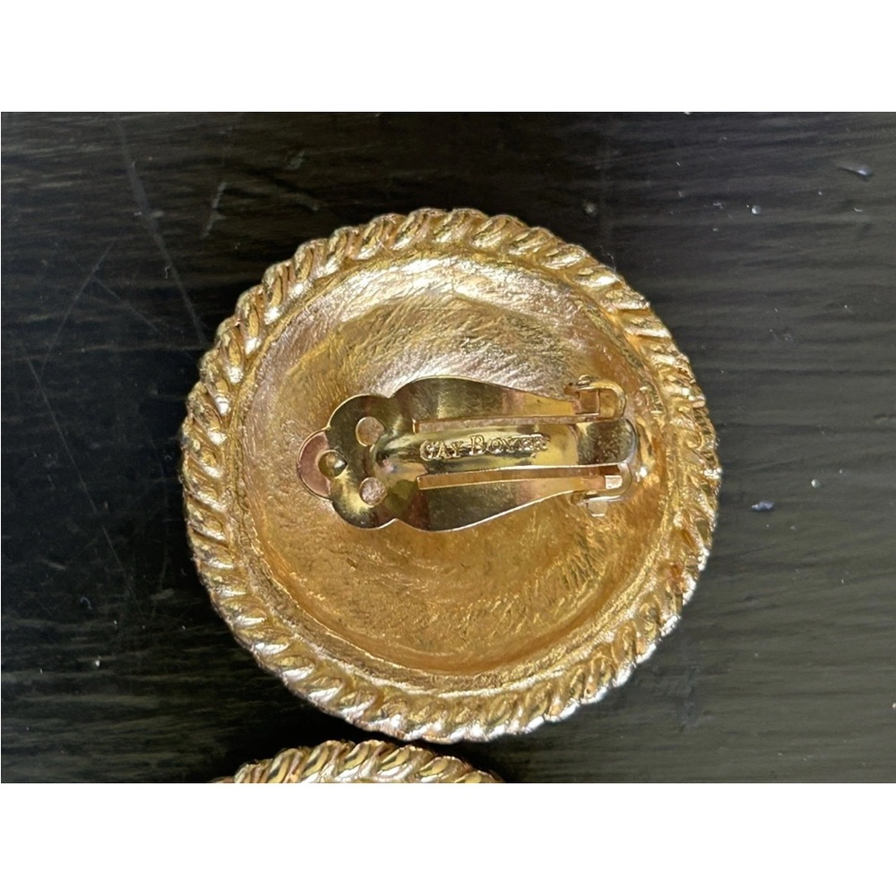 Vintage Gay Bower Red Enamel Goldtone‎ Earrings 4th of July Clip On - Picture 3 of 6